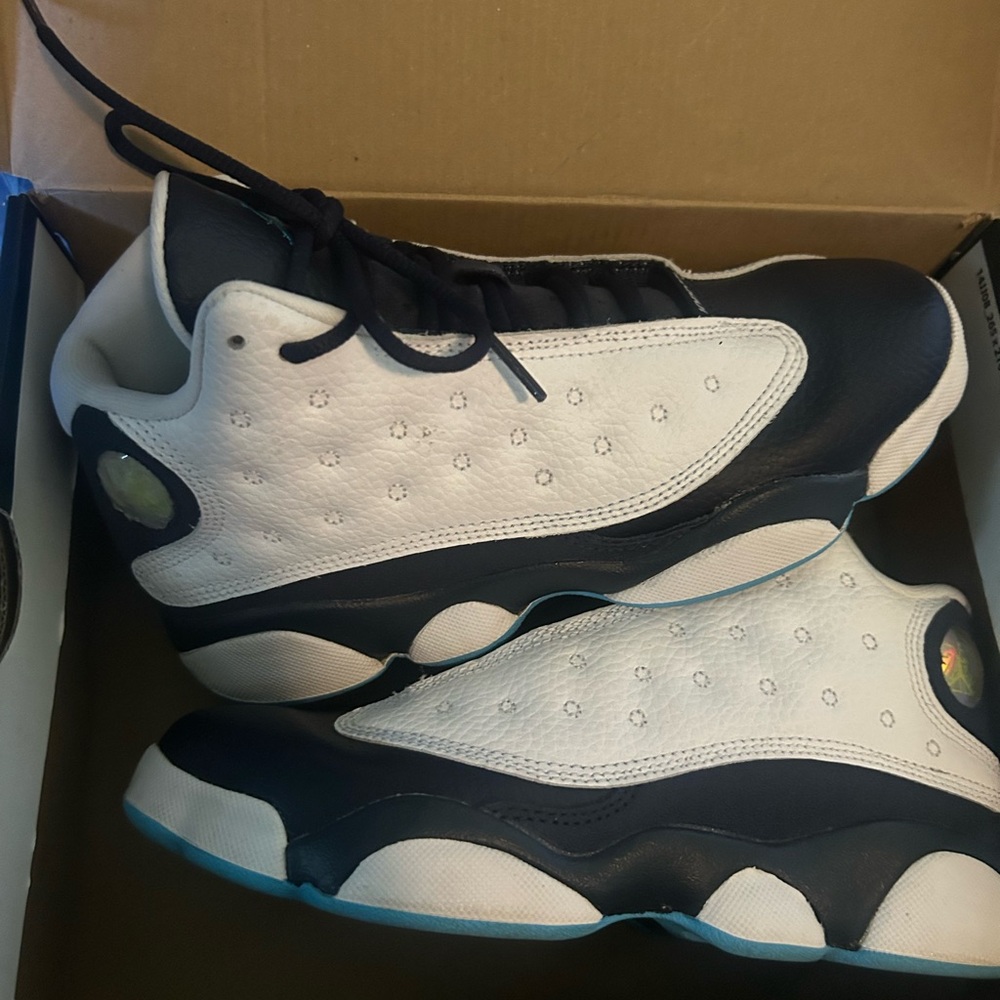 Jordan 13 Retro White and Powder Blue Sneakers